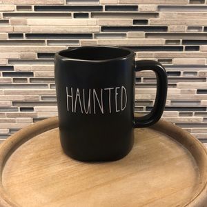 Rae Dunn black “Haunted” mug